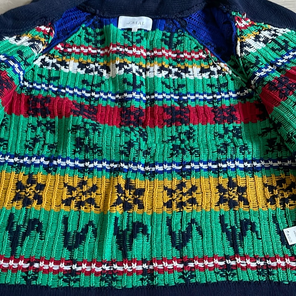 The Great. Garden Lodge Cardigan Sweater in Navy Floral. Size 1. - Picture 4 of 9